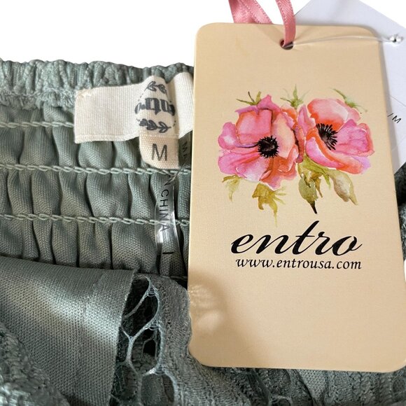 Entro Sage Green Lace Peplum Tank Top Medium Fairycore Cottagecore Romantic NWT - Picture 3 of 9